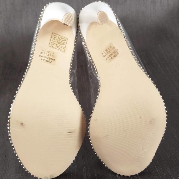 NEW Mackin J White & Clear Open Toe Stud Trim Heeled Ankle Boots Size 6 - Picture 7 of 8